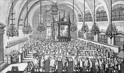 The Gathering in the Synagogue, 1705 by German School